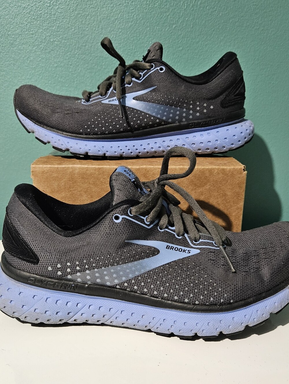 Brooks Glycerin 18 Running Shoes Womens 7 B Gray Blue 1203171B050